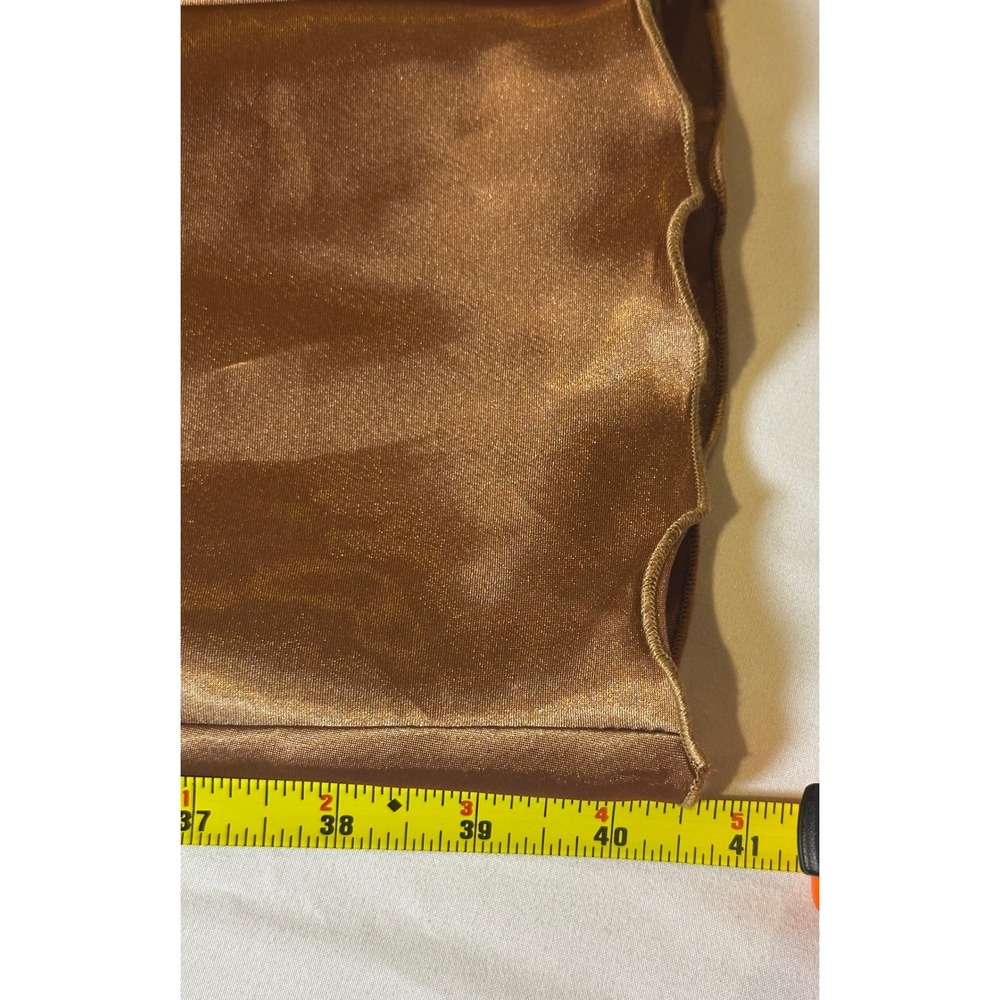 Bebe Bronze Satin Cowl Neck Midi Slip Dress Spaghetti Strap Lettuce Hem Small - Picture 5 of 6